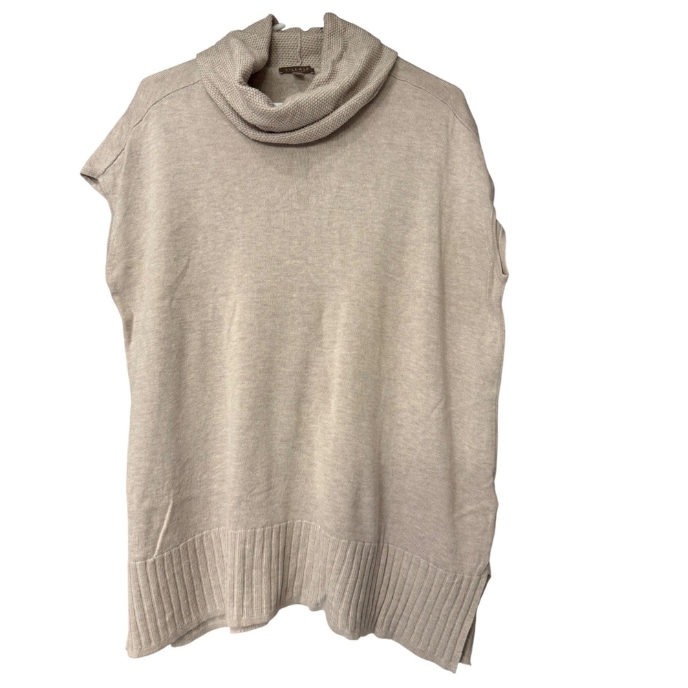 Lilla P Womens Cowl Neck‎ Poncho Sleeveless Sweater Oatmeal Small